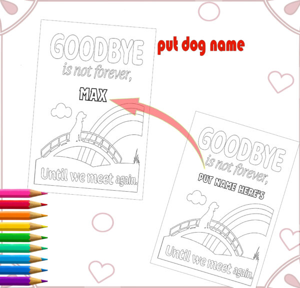 Customizable Pet Names Memorial Coloring Book with Quotes - Healing Tribute