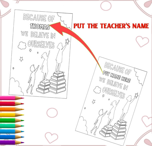 Customizable Teacher Name Coloring Pages | INSTANT Canvas Template