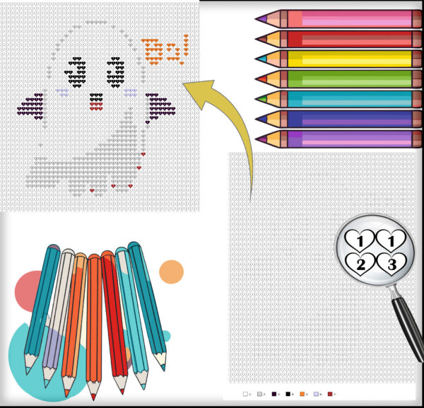 Cute Hallowen Pixel Hearts: Coloring Book for Relaxation and Creativity