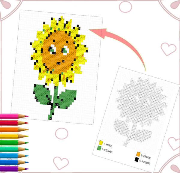 Cute Spring Pixel Art Color by Number | Digital Printable Coloring Pages