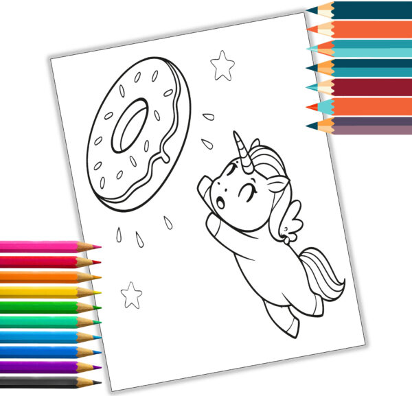 Magical Unicorn Bakery Coloring Book - Cute Baking Unicorns - Kitchen Magic