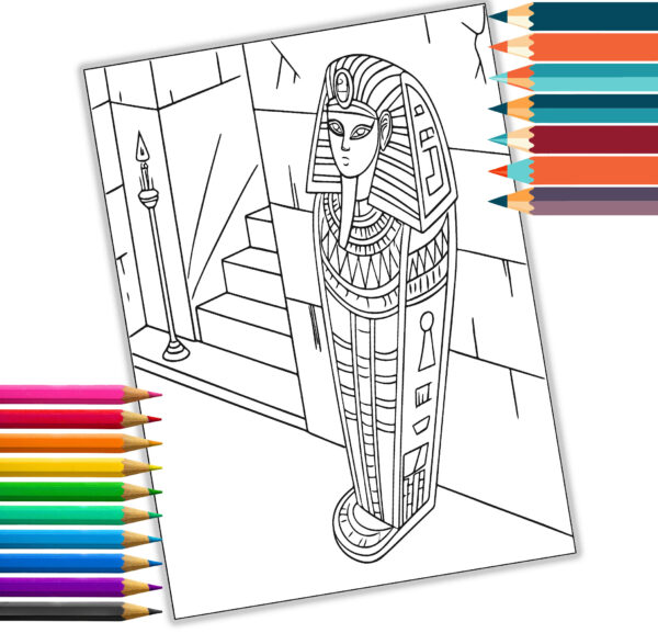 Ancient Egypt Coloring Book - Pyramids and Mummies - Printable PDF