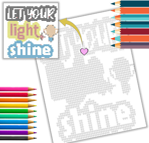 Pixel Heart Positivity Coloring Book