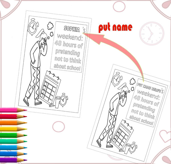 Teacher Survival Humor Interactive Digital Coloring Book | Personalized Stress