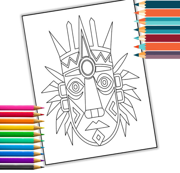 Tribal Masks Coloring Book: 30 Intricate Designs Inspired by Global Cultures | Printable PDF & Adult Coloring Pages | Cultural Art Therapy