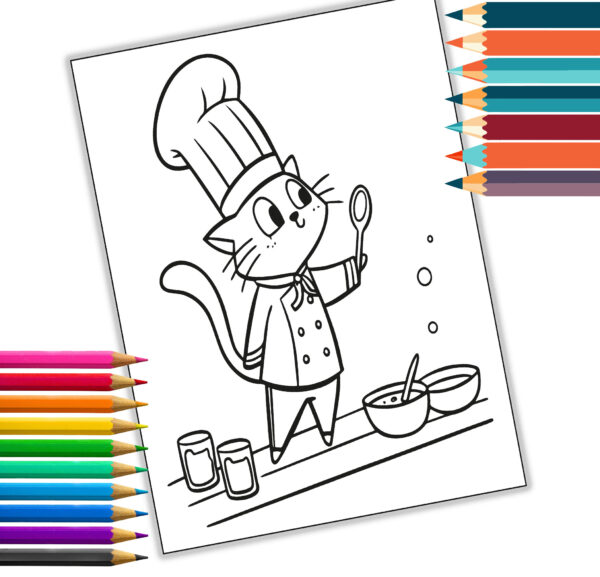 Working Cats Coloring Book | Educational Adult & Kids Coloring Pages | Digital Download