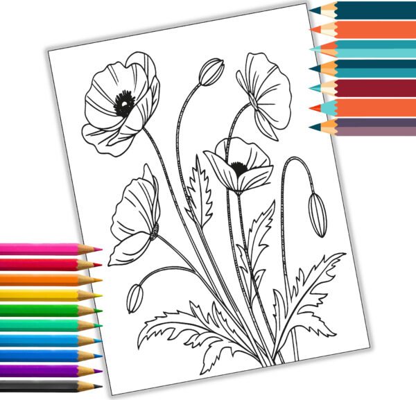 Beautiful Botanical Flowers Coloring Book | 29 Designs | Digital Download | Printable Adult Coloring Pages