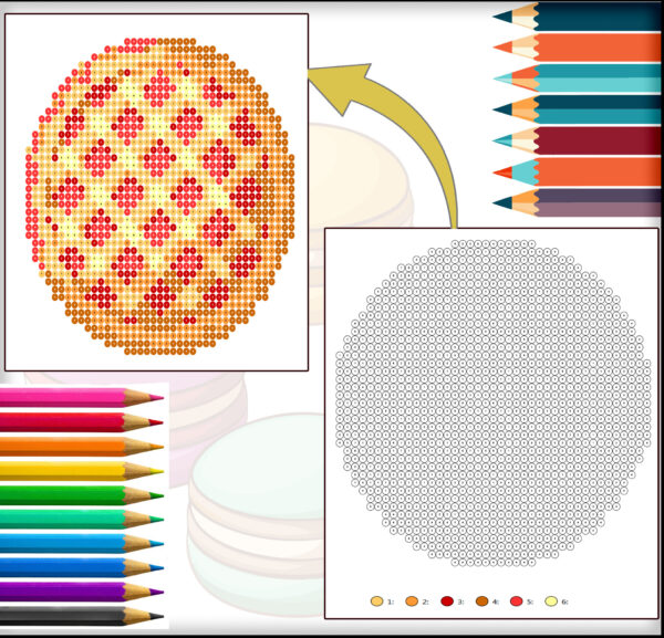 Color by numbers Circle Desserts Coloring Book | 25 Geometric Cake & Sweets Designs
