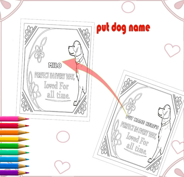 Customizable Pet Names Memorial Coloring Book with Quotes - Healing Tribute