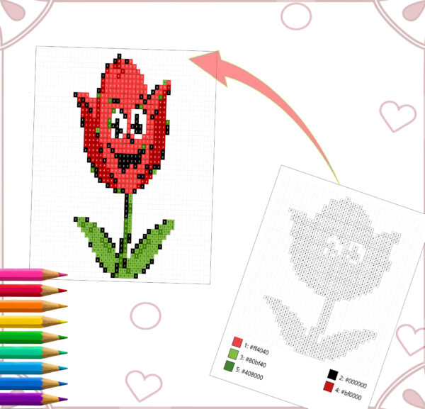 Cute Spring Pixel Art Color by Number | Digital Printable Coloring Pages