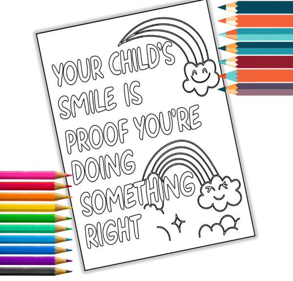 Inspirational Parent Quotes Coloring Book, Self-Care for Moms and Dads, Mindful Parenting Gift