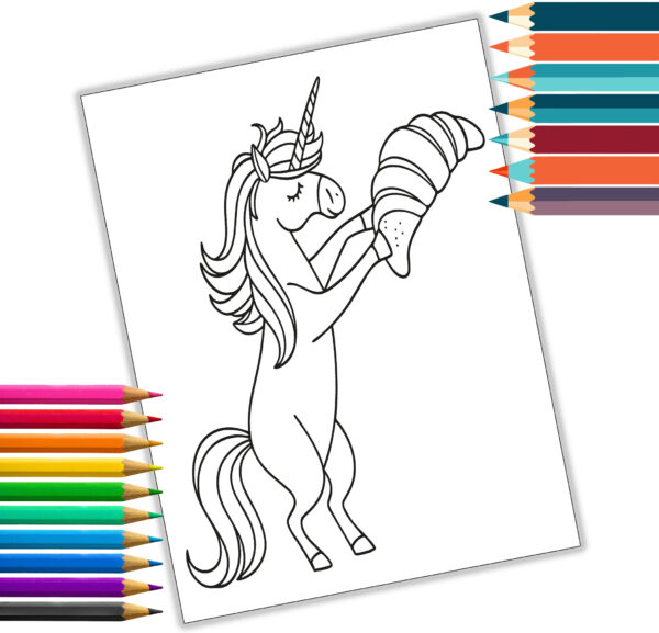 Magical Unicorn Bakery Coloring Book - Cute Baking Unicorns - Kitchen Magic