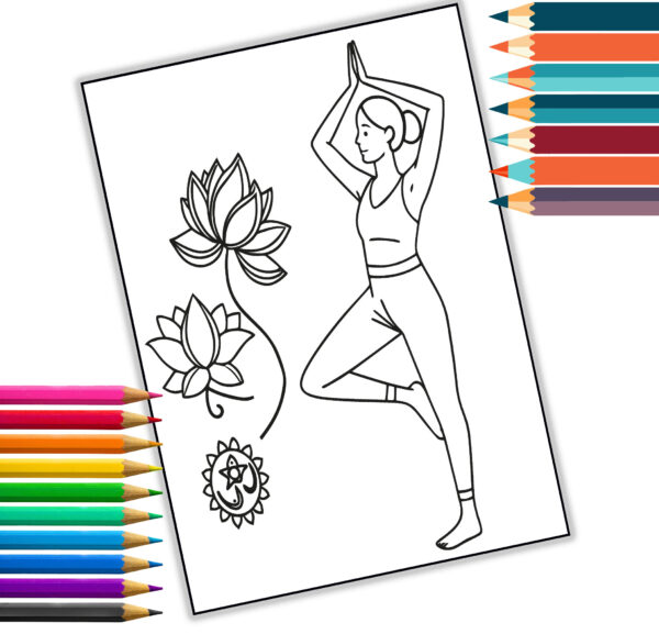 Mindful Coloring Book - Yoga & Meditation Art Therapy - 30 Printable Pages - Digital PDF