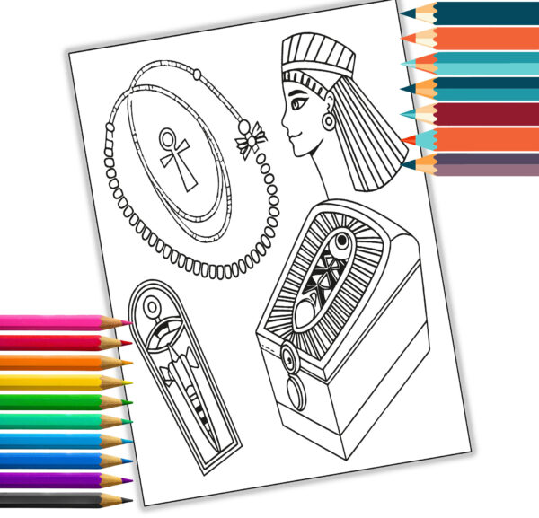 Ancient Egypt Coloring Book - Pyramids and Mummies - Printable PDF