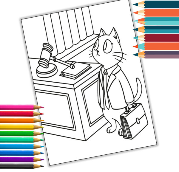 Working Cats Coloring Book | Educational Adult & Kids Coloring Pages | Digital Download