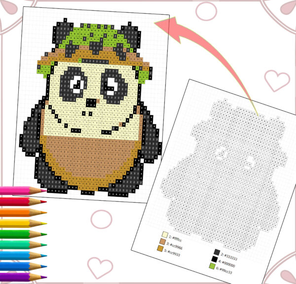 Color By Number Pixel Art Book - Cute Chubby Circular Characters