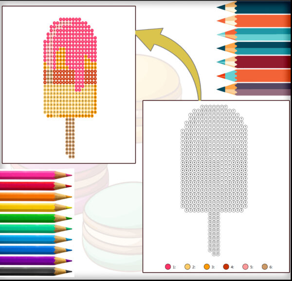 Color by numbers Circle Desserts Coloring Book | 25 Geometric Cake & Sweets Designs