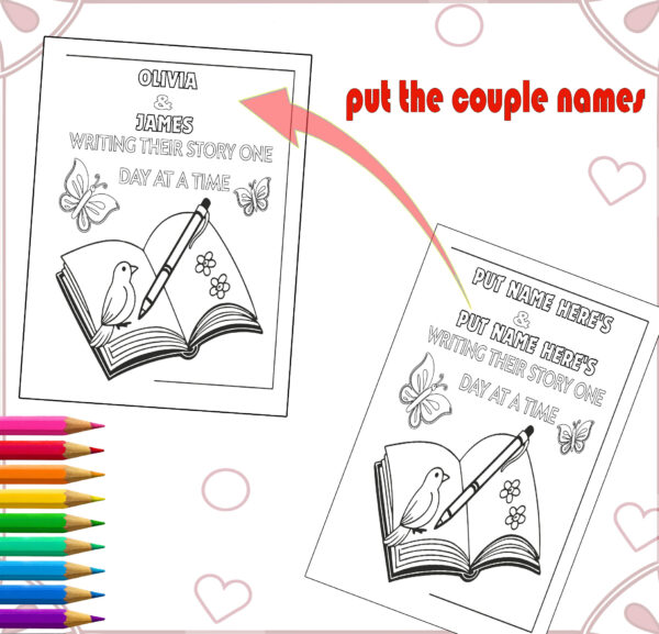 Personalized Wedding Coloring Activity Book - Unique Engagement Gift! -template canva