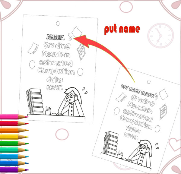 Teacher Survival Humor Interactive Digital Coloring Book | Personalized Stress