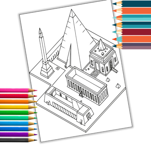 Ancient Egypt Coloring Book - Pyramids and Mummies - Printable PDF