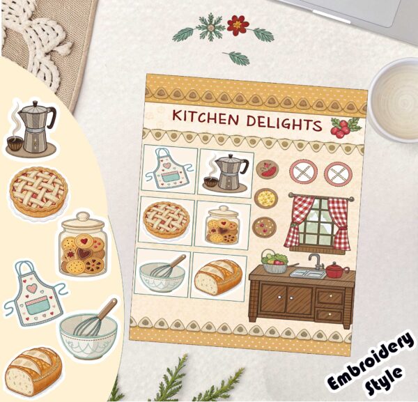 Cozy Home & Hearth Digital Sticker Album|Printable GoodNotes|Embroidery Style
