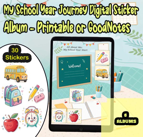 My School Year Journey Digital Sticker Album | Printable & GoodNotes
