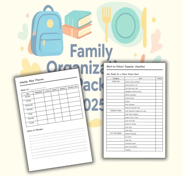 Family Organization Pack 2025 – Stress-Free Back-to-School Printable PDF
