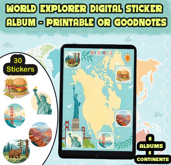 World Explorer Digital Sticker Album | Printable & GoodNotes