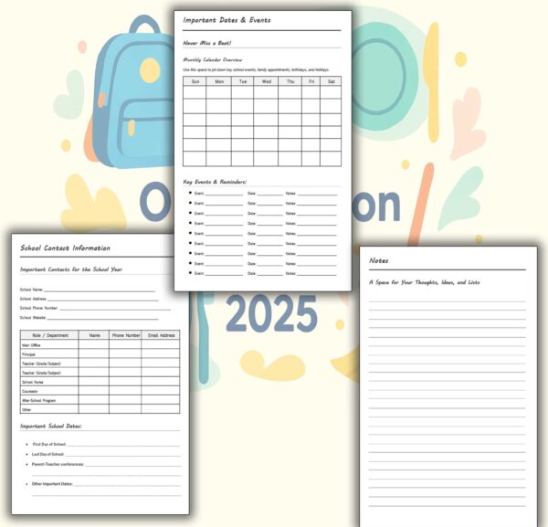 Family Organization Pack 2025 – Stress-Free Back-to-School Printable PDF