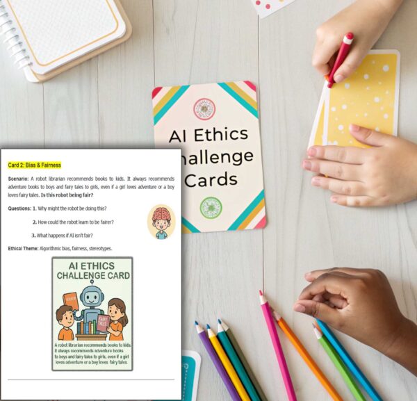 AI Ethics Challenge Cards: Critical Thinking & Discussion Prompts for Grades 3-7